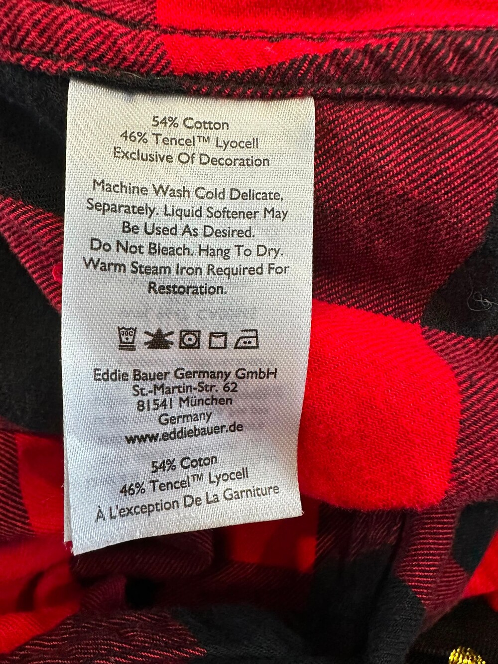 Eddie Bauer 3X Red Black Buffalo Plaid Flannel Shirt TENCEL Plus Size - Picture 7 of 8